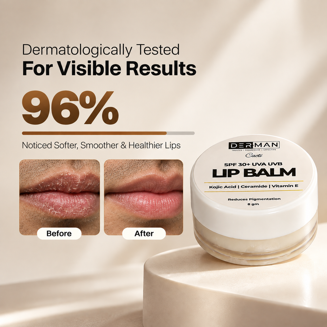 DER-MAN SPF 30+ UVA UVB Kojic Acid Lip Balm | Sun Protection | Dark & Pigmented Lips |8g