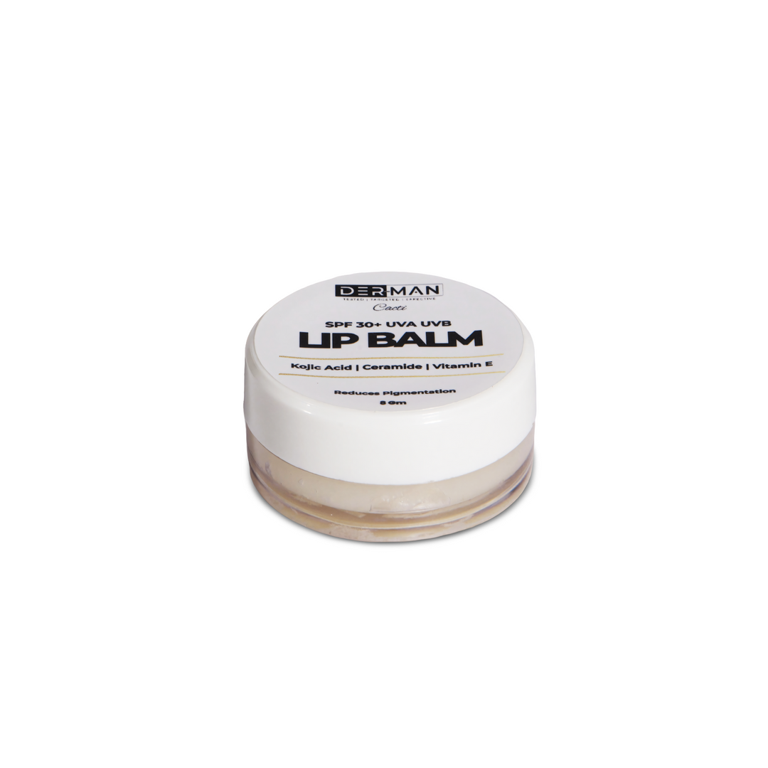 DERMAN SPF 30+ UVA UVB Kojic Acid Lip Balm | Sun Protection | Dark & Pigmented Lips |8g