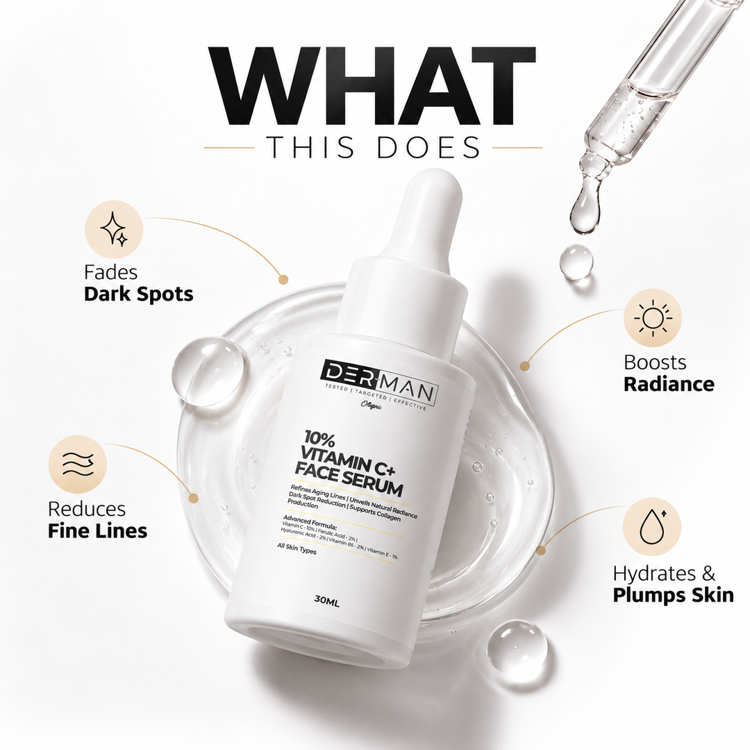 DER-MAN 10% Vitamin C+ Skin Brightening Serum | Ferulic Acid | 30 ml