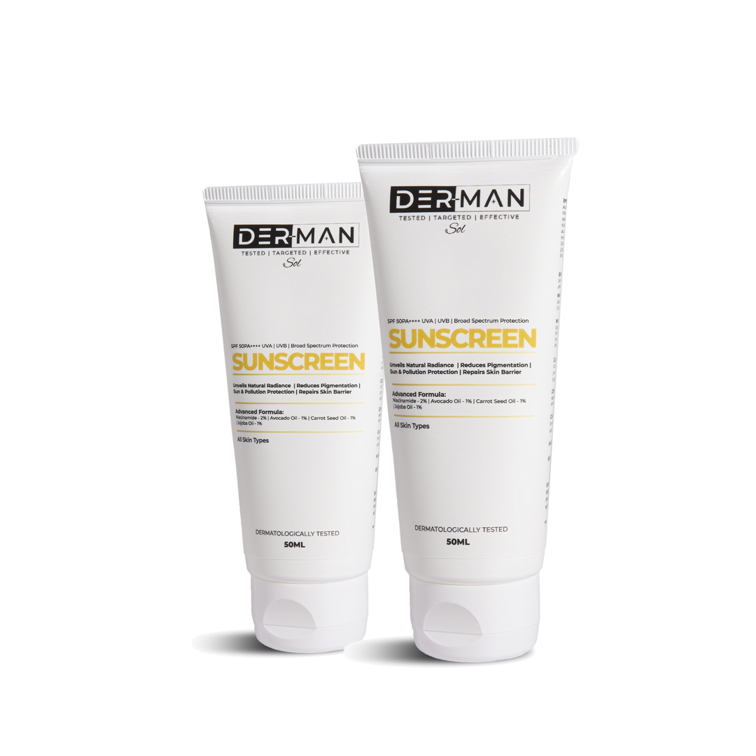 DERMAN 100 ml SPF 50 PA++++ Liquid Sunscreen Moisturizer | Pack of 2