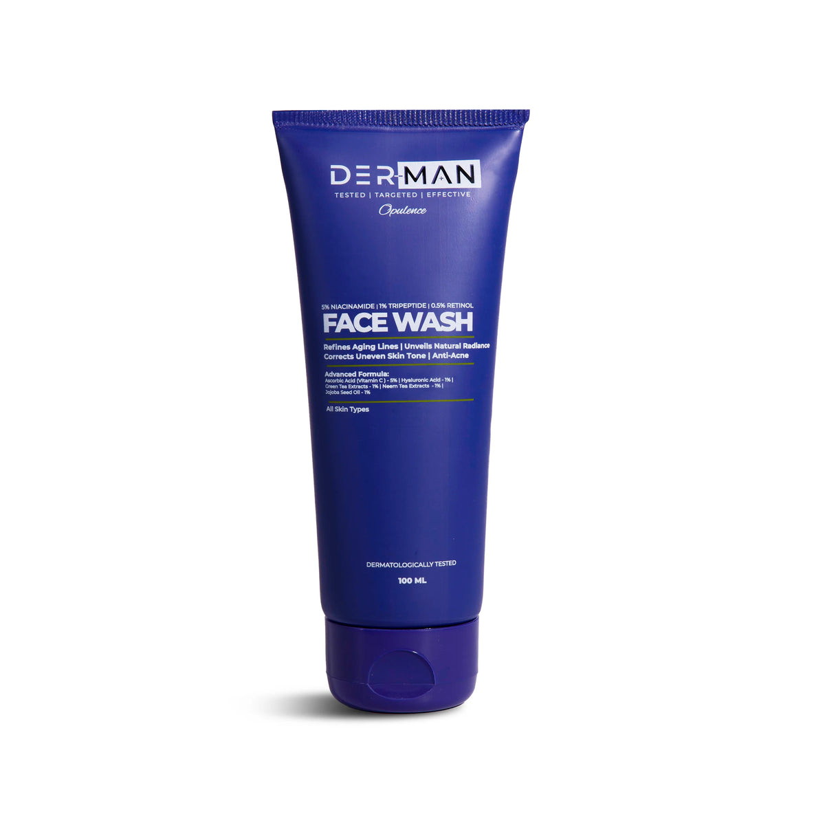 Derman 4 in 1 multi active facewash | niacinamide tri peptide retinol vitamin c | anti acne | radiance | 100 ml