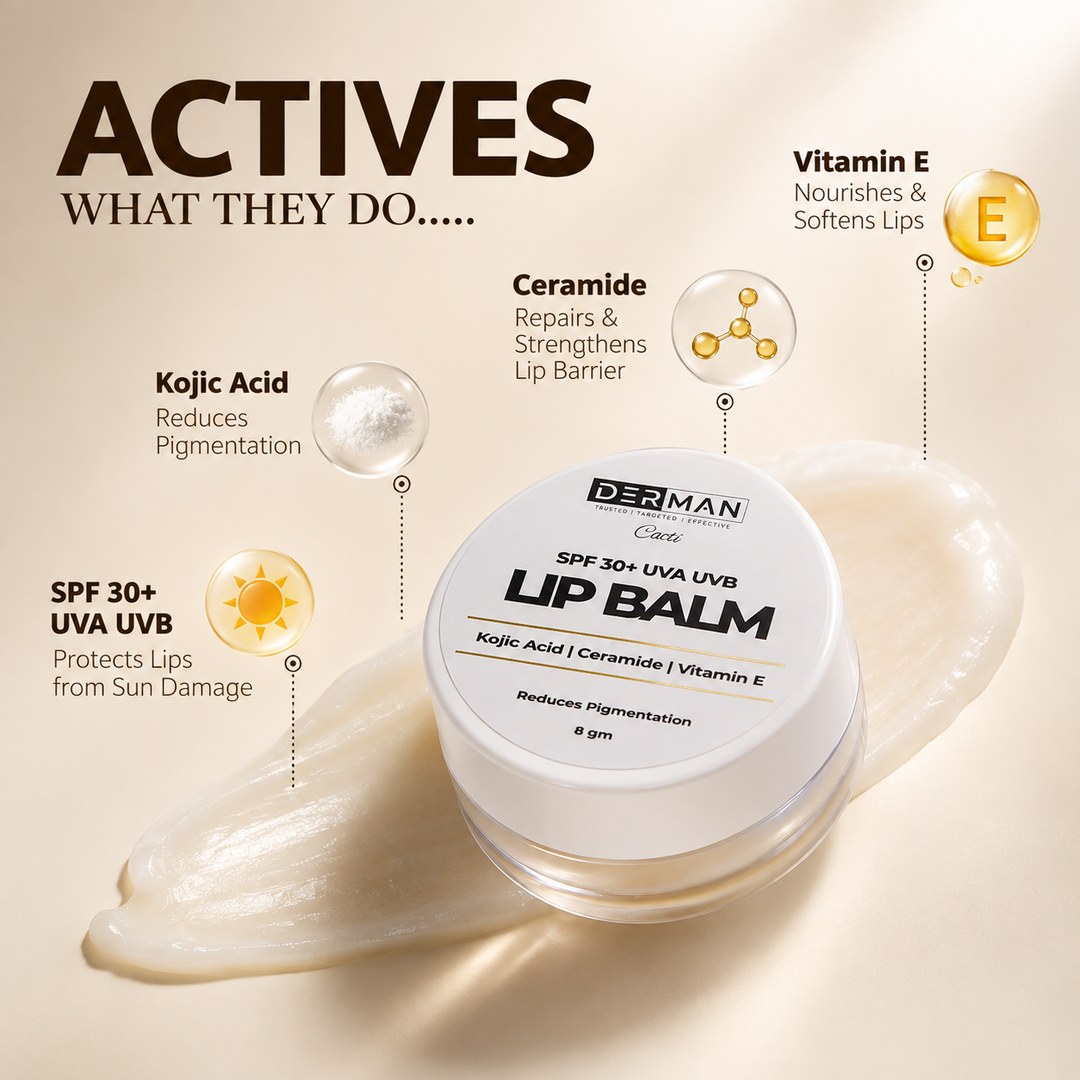 DER-MAN SPF 30+ UVA UVB Kojic Acid Lip Balm | Sun Protection | Dark & Pigmented Lips |8g