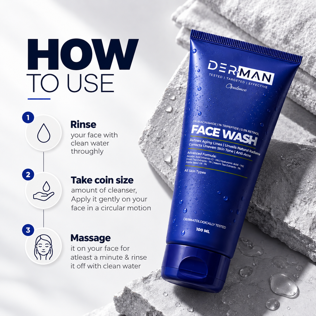 DER-MAN 4 in 1 Multi Active Facewash | Niacinamide Tri-peptide Retinol Vitamin C | Anti-Acne | Radiance | 100 ml