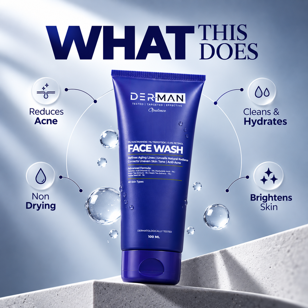 DER-MAN 4 in 1 Multi Active Facewash | Niacinamide Tri-peptide Retinol Vitamin C | Anti-Acne | Radiance | 100 ml